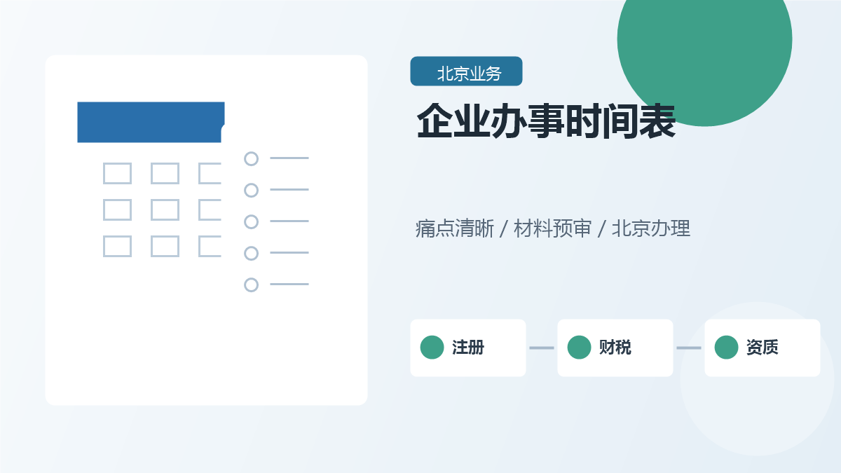 北京企业办事时间表：注册、记账、许可和知产怎么排优先级？