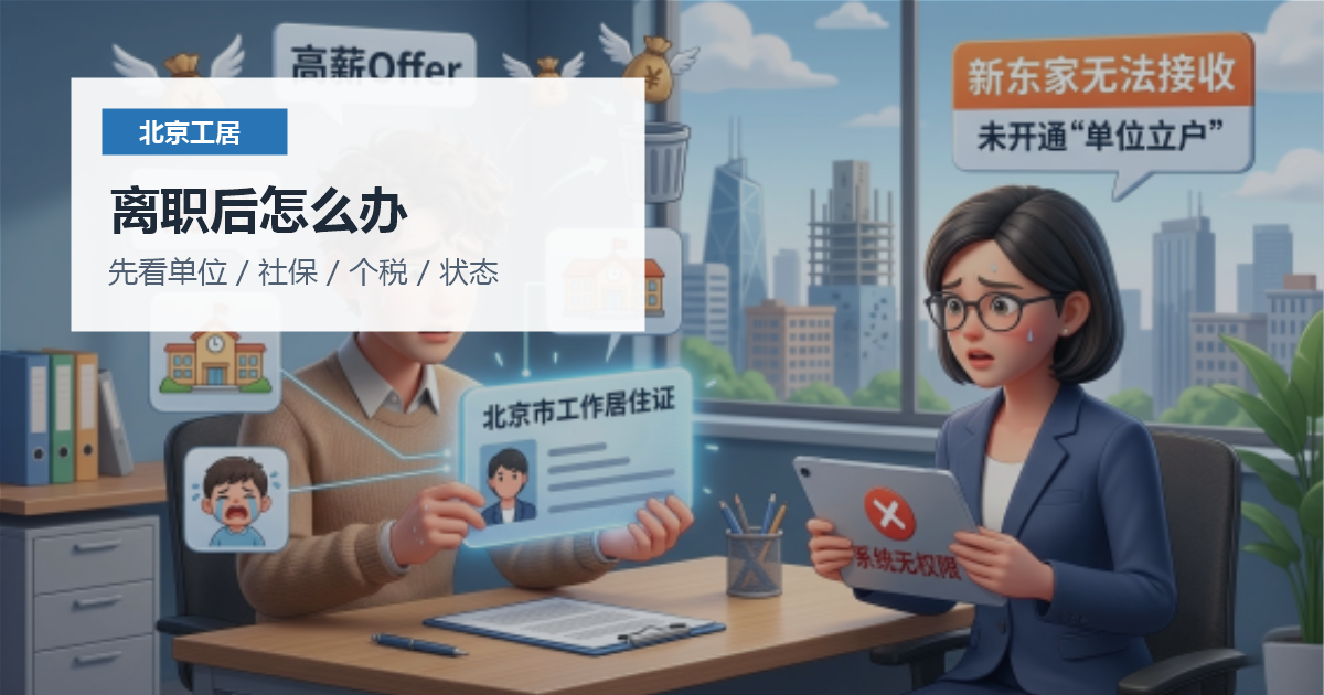 北京工作居住证离职后单位社保个税和证件状态海报