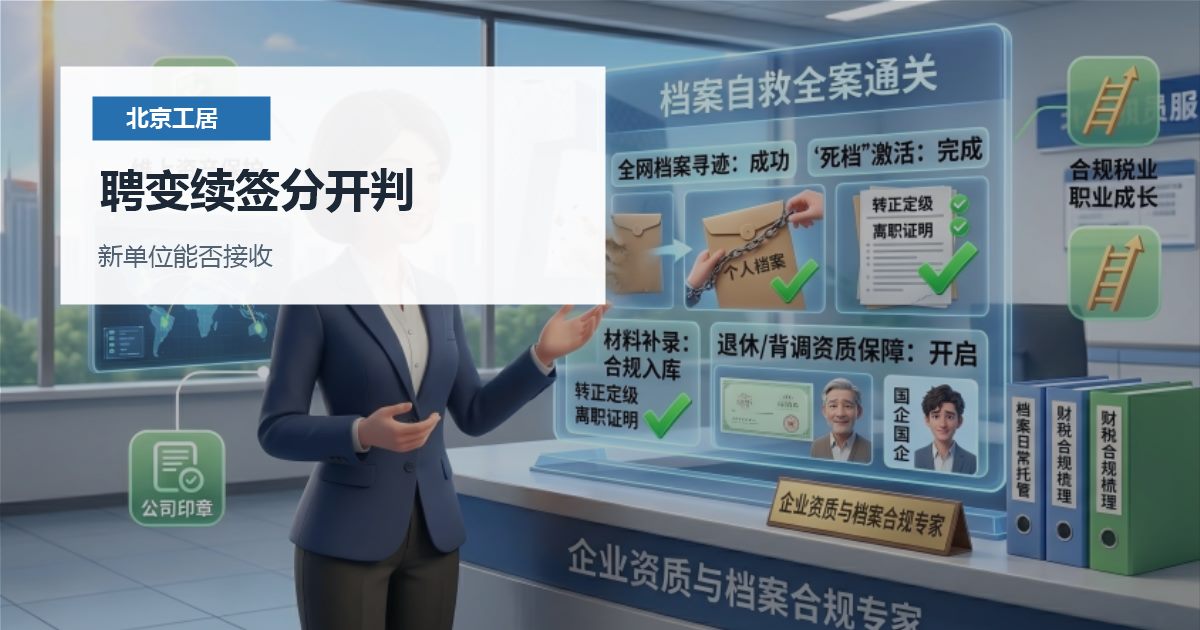 北京北京工作居住证离职后社保空窗处理聘变续签分开判配图