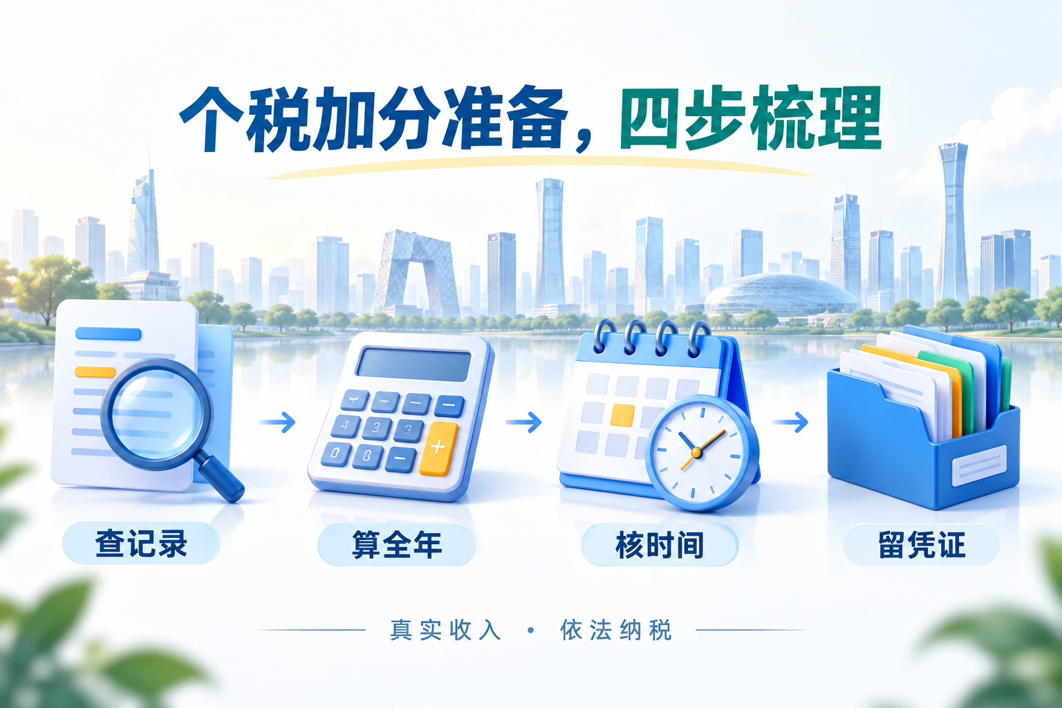 个税加分准备四步梳理:查记录、算全年、核时间、留凭证